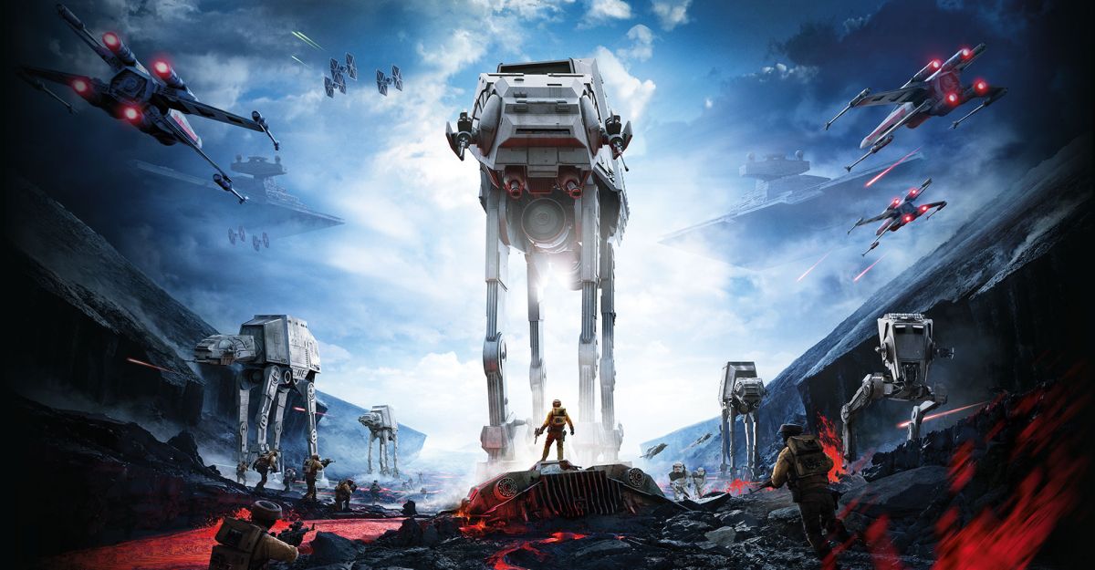 Star Wars Battlefront con soldados rebeldes e imperiales en una batalla de ciencia ficción
