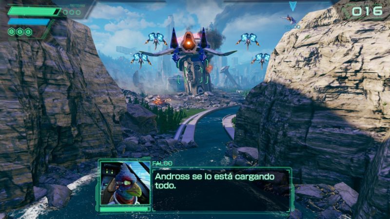 Corneria en Star Fox Switch 2 con Falco durante la misión