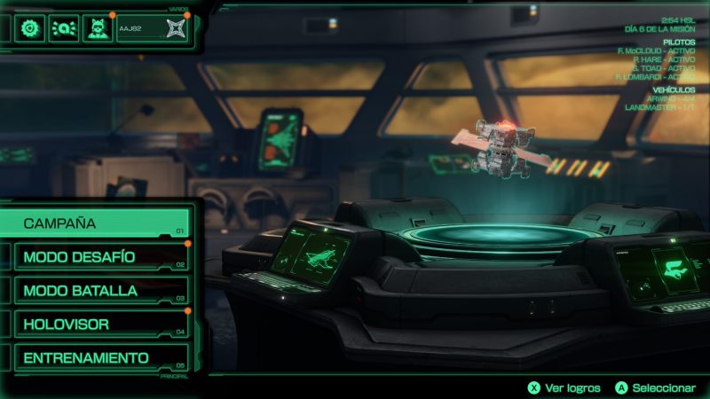 Menú principal de Star Fox Switch 2 con campaña modo desafío y modo batalla